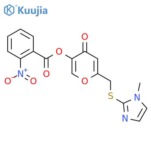 6-{(1-methyl-1H-imidazol-2-yl)sulfanylmethyl}-4-oxo-4H-pyran-3-yl 2-nitrobenzoate structure