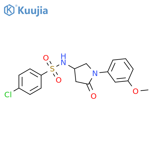 4-chloro-N-1-(3-methoxyphenyl)-5-oxopyrrolidin-3-ylbenzene-1-sulfonamide structure