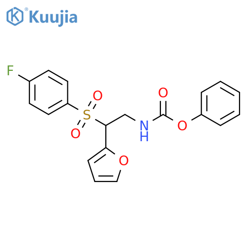 phenyl N-2-(4-fluorobenzenesulfonyl)-2-(furan-2-yl)ethylcarbamate structure