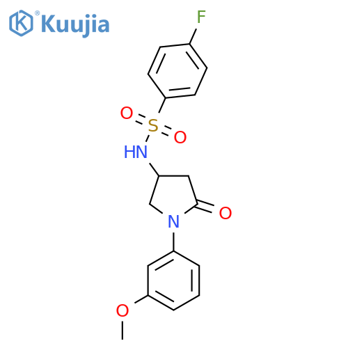 4-fluoro-N-1-(3-methoxyphenyl)-5-oxopyrrolidin-3-ylbenzene-1-sulfonamide structure
