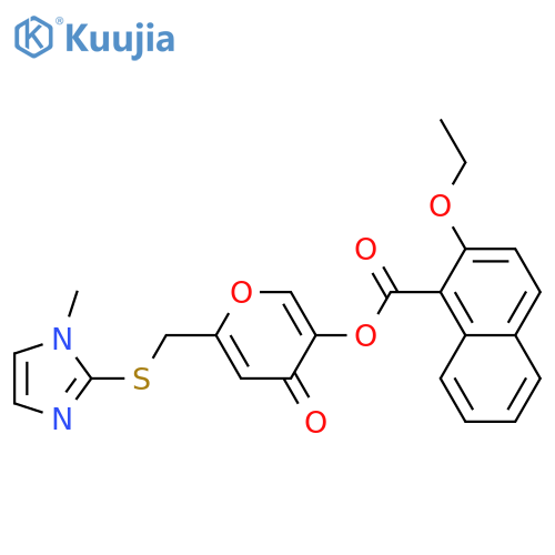 6-{(1-methyl-1H-imidazol-2-yl)sulfanylmethyl}-4-oxo-4H-pyran-3-yl 2-ethoxynaphthalene-1-carboxylate structure