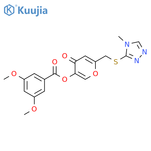 6-{(4-methyl-4H-1,2,4-triazol-3-yl)sulfanylmethyl}-4-oxo-4H-pyran-3-yl 3,5-dimethoxybenzoate structure