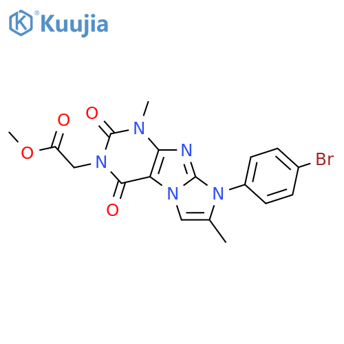 methyl 2-8-(4-bromophenyl)-1,7-dimethyl-2,4-dioxo-1H,2H,3H,4H,8H-imidazo1,2-gpurin-3-ylacetate structure