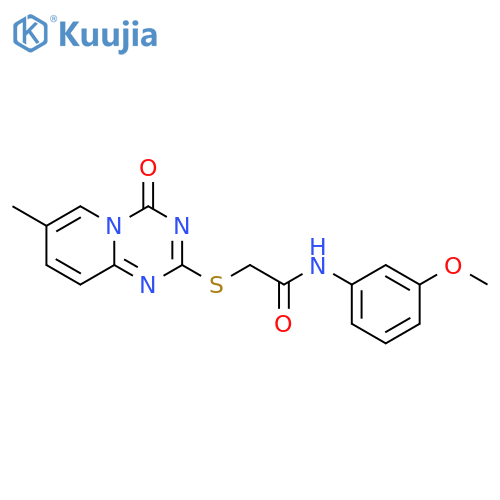 N-(3-methoxyphenyl)-2-({7-methyl-4-oxo-4H-pyrido1,2-a1,3,5triazin-2-yl}sulfanyl)acetamide structure
