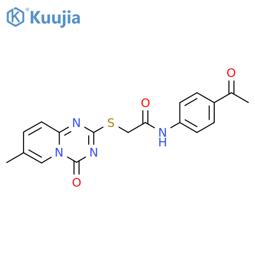 N-(4-acetylphenyl)-2-({7-methyl-4-oxo-4H-pyrido1,2-a1,3,5triazin-2-yl}sulfanyl)acetamide structure