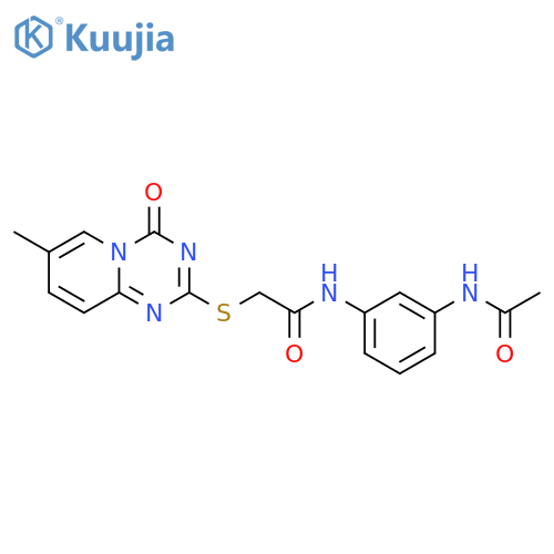 N-(3-acetamidophenyl)-2-({7-methyl-4-oxo-4H-pyrido1,2-a1,3,5triazin-2-yl}sulfanyl)acetamide structure