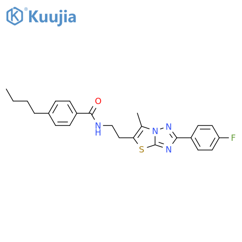 4-butyl-N-{2-2-(4-fluorophenyl)-6-methyl-1,2,4triazolo3,2-b1,3thiazol-5-ylethyl}benzamide structure