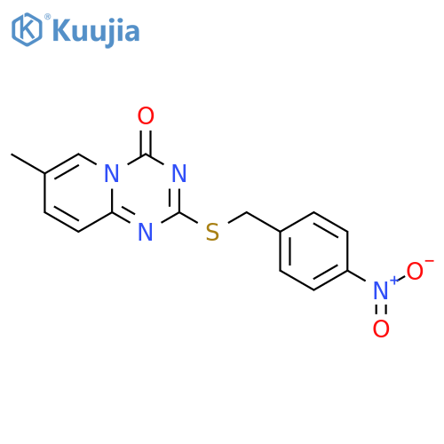 7-methyl-2-{(4-nitrophenyl)methylsulfanyl}-4H-pyrido1,2-a1,3,5triazin-4-one structure