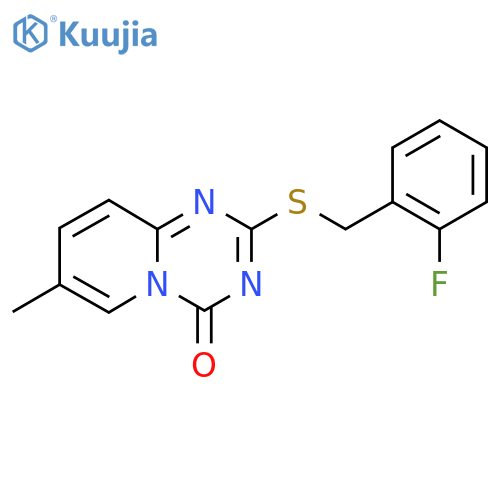 2-{(2-fluorophenyl)methylsulfanyl}-7-methyl-4H-pyrido1,2-a1,3,5triazin-4-one structure
