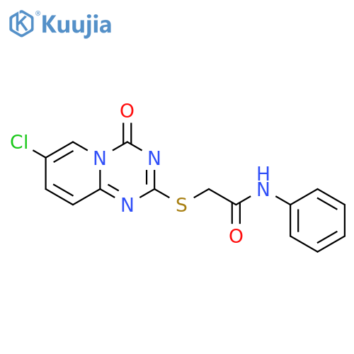 2-({7-chloro-4-oxo-4H-pyrido1,2-a1,3,5triazin-2-yl}sulfanyl)-N-phenylacetamide structure