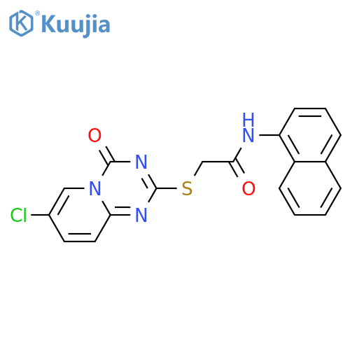 2-({7-chloro-4-oxo-4H-pyrido1,2-a1,3,5triazin-2-yl}sulfanyl)-N-(naphthalen-1-yl)acetamide structure