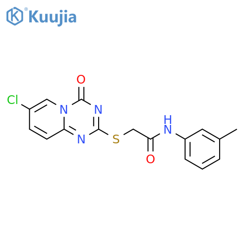 2-({7-chloro-4-oxo-4H-pyrido1,2-a1,3,5triazin-2-yl}sulfanyl)-N-(3-methylphenyl)acetamide structure