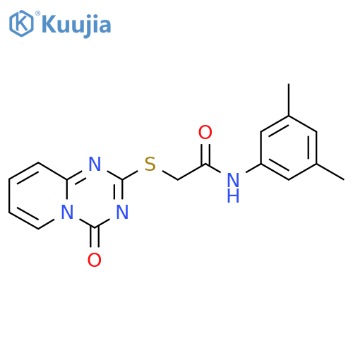 N-(3,5-dimethylphenyl)-2-({4-oxo-4H-pyrido1,2-a1,3,5triazin-2-yl}sulfanyl)acetamide structure