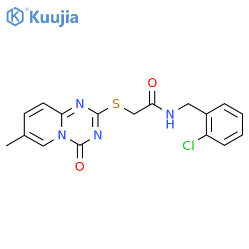 N-(2-chlorophenyl)methyl-2-({7-methyl-4-oxo-4H-pyrido1,2-a1,3,5triazin-2-yl}sulfanyl)acetamide structure