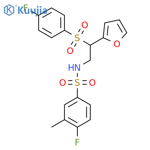 4-fluoro-N-2-(4-fluorobenzenesulfonyl)-2-(furan-2-yl)ethyl-3-methylbenzene-1-sulfonamide structure