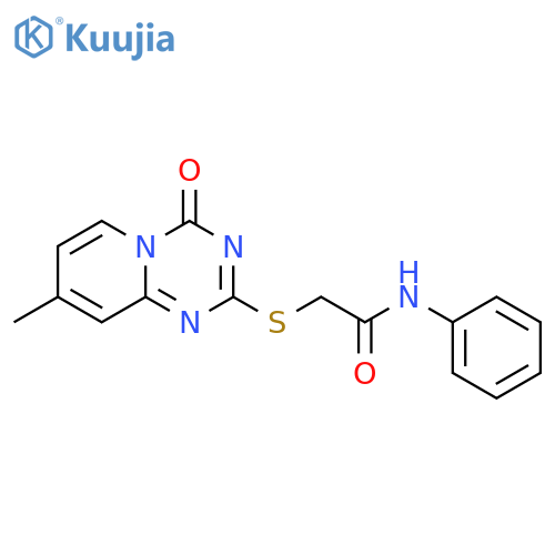 2-({8-methyl-4-oxo-4H-pyrido1,2-a1,3,5triazin-2-yl}sulfanyl)-N-phenylacetamide structure