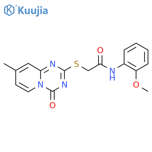 N-(2-methoxyphenyl)-2-({8-methyl-4-oxo-4H-pyrido1,2-a1,3,5triazin-2-yl}sulfanyl)acetamide structure