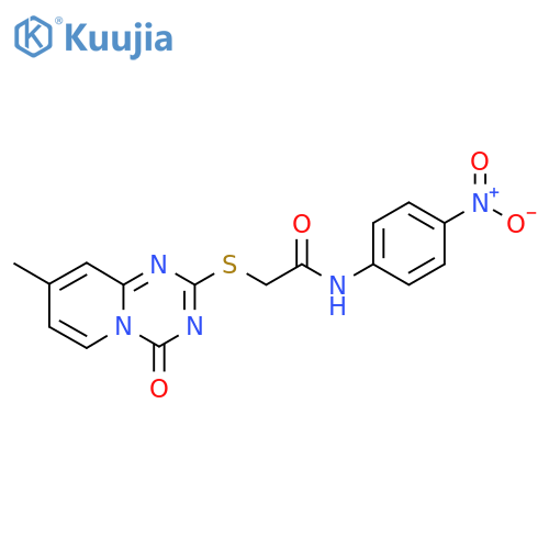 2-({8-methyl-4-oxo-4H-pyrido1,2-a1,3,5triazin-2-yl}sulfanyl)-N-(4-nitrophenyl)acetamide structure