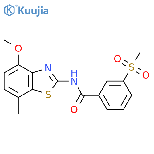 3-methanesulfonyl-N-(4-methoxy-7-methyl-1,3-benzothiazol-2-yl)benzamide structure