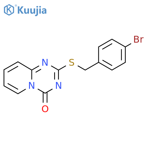 2-{(4-bromophenyl)methylsulfanyl}-4H-pyrido1,2-a1,3,5triazin-4-one structure