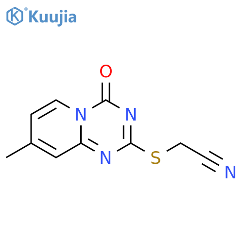 2-({8-methyl-4-oxo-4H-pyrido1,2-a1,3,5triazin-2-yl}sulfanyl)acetonitrile structure