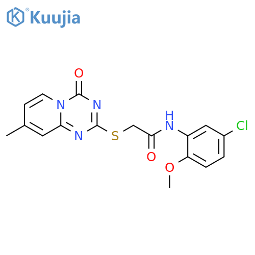 N-(5-chloro-2-methoxyphenyl)-2-({8-methyl-4-oxo-4H-pyrido1,2-a1,3,5triazin-2-yl}sulfanyl)acetamide structure