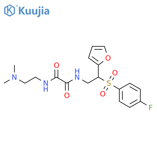 N-2-(dimethylamino)ethyl-N'-2-(4-fluorobenzenesulfonyl)-2-(furan-2-yl)ethylethanediamide structure