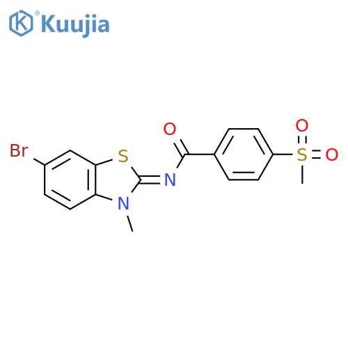 N-(2Z)-6-bromo-3-methyl-2,3-dihydro-1,3-benzothiazol-2-ylidene-4-methanesulfonylbenzamide structure