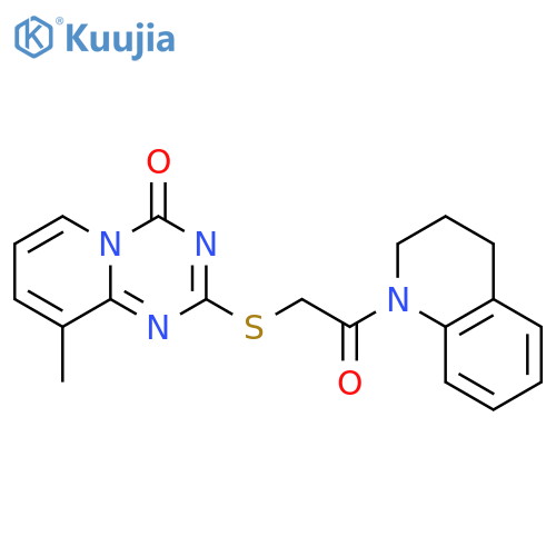 9-methyl-2-{2-oxo-2-(1,2,3,4-tetrahydroquinolin-1-yl)ethylsulfanyl}-4H-pyrido1,2-a1,3,5triazin-4-one structure
