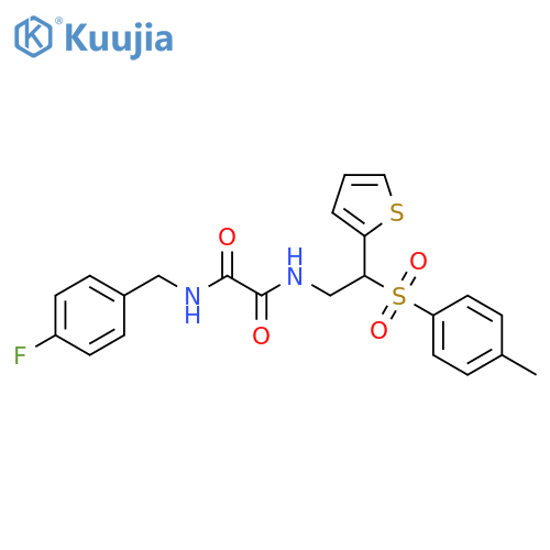 N'-(4-fluorophenyl)methyl-N-2-(4-methylbenzenesulfonyl)-2-(thiophen-2-yl)ethylethanediamide structure