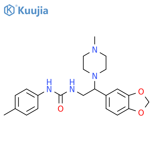 3-2-(2H-1,3-benzodioxol-5-yl)-2-(4-methylpiperazin-1-yl)ethyl-1-(4-methylphenyl)urea structure