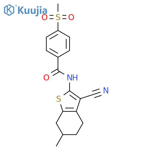N-(3-cyano-6-methyl-4,5,6,7-tetrahydro-1-benzothiophen-2-yl)-4-methanesulfonylbenzamide structure