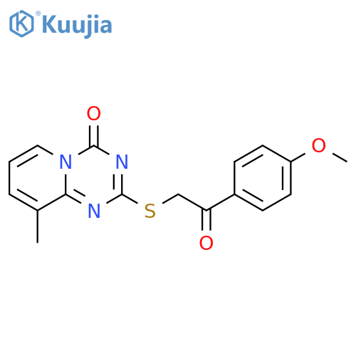 2-{2-(4-methoxyphenyl)-2-oxoethylsulfanyl}-9-methyl-4H-pyrido1,2-a1,3,5triazin-4-one structure