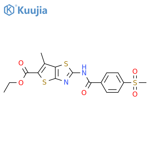 ethyl 2-(4-methanesulfonylbenzamido)-6-methylthieno2,3-d1,3thiazole-5-carboxylate structure