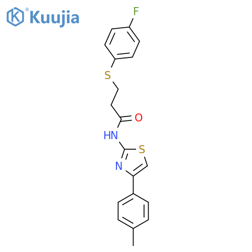 3-(4-fluorophenyl)sulfanyl-N-4-(4-methylphenyl)-1,3-thiazol-2-ylpropanamide structure