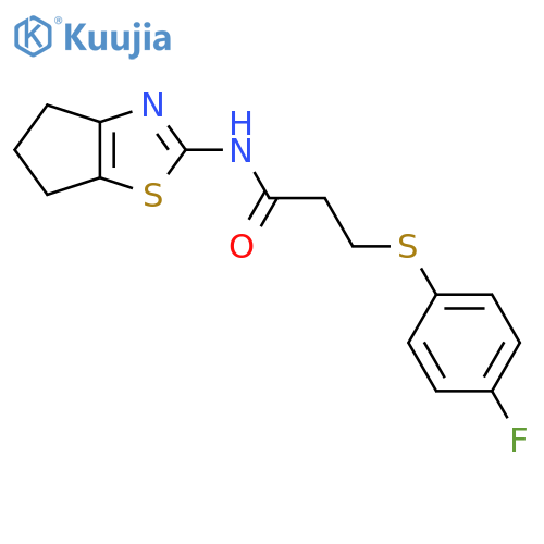 N-{4H,5H,6H-cyclopentad1,3thiazol-2-yl}-3-(4-fluorophenyl)sulfanylpropanamide structure