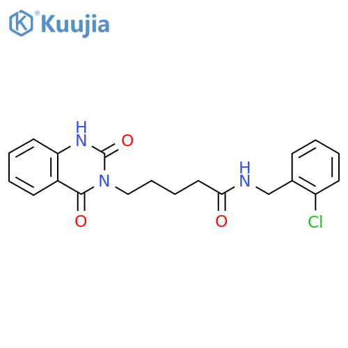 N-(2-chlorophenyl)methyl-5-(2,4-dioxo-1,2,3,4-tetrahydroquinazolin-3-yl)pentanamide structure