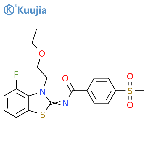 N-(2Z)-3-(2-ethoxyethyl)-4-fluoro-2,3-dihydro-1,3-benzothiazol-2-ylidene-4-methanesulfonylbenzamide structure