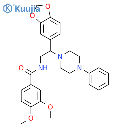 N-2-(2H-1,3-benzodioxol-5-yl)-2-(4-phenylpiperazin-1-yl)ethyl-3,4-dimethoxybenzamide structure