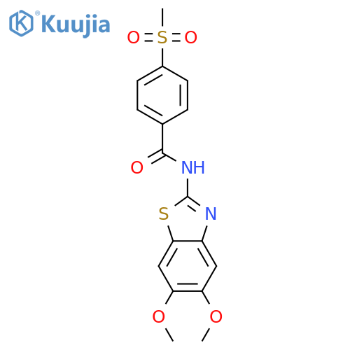 N-(5,6-dimethoxy-1,3-benzothiazol-2-yl)-4-methanesulfonylbenzamide structure