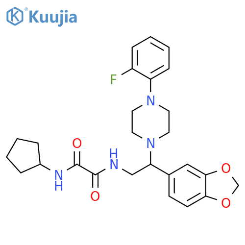 N'-2-(2H-1,3-benzodioxol-5-yl)-2-4-(2-fluorophenyl)piperazin-1-ylethyl-N-cyclopentylethanediamide structure