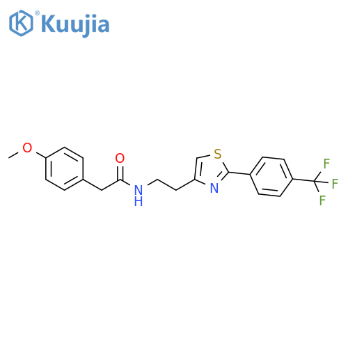 2-(4-methoxyphenyl)-N-(2-{2-4-(trifluoromethyl)phenyl-1,3-thiazol-4-yl}ethyl)acetamide structure