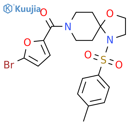 8-(5-bromofuran-2-carbonyl)-4-(4-methylbenzenesulfonyl)-1-oxa-4,8-diazaspiro4.5decane structure