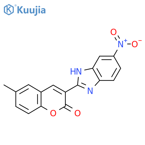 6-methyl-3-(6-nitro-1H-1,3-benzodiazol-2-yl)-2H-chromen-2-one structure