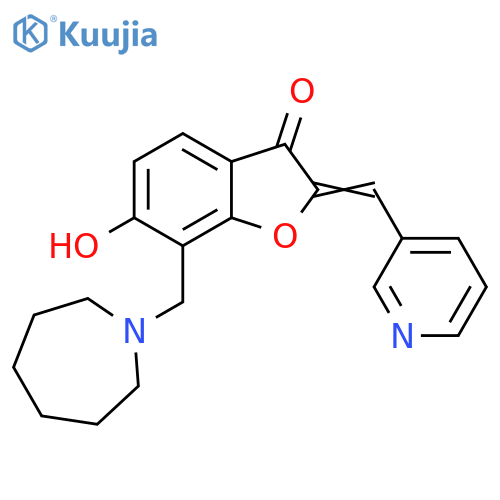 (2Z)-7-(azepan-1-yl)methyl-6-hydroxy-2-(pyridin-3-yl)methylidene-2,3-dihydro-1-benzofuran-3-one structure
