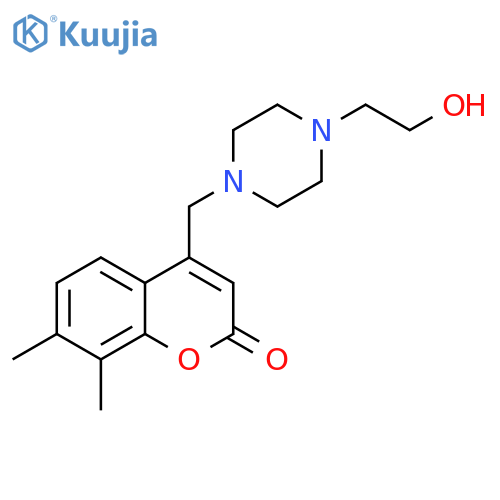 4-{4-(2-hydroxyethyl)piperazin-1-ylmethyl}-7,8-dimethyl-2H-chromen-2-one structure