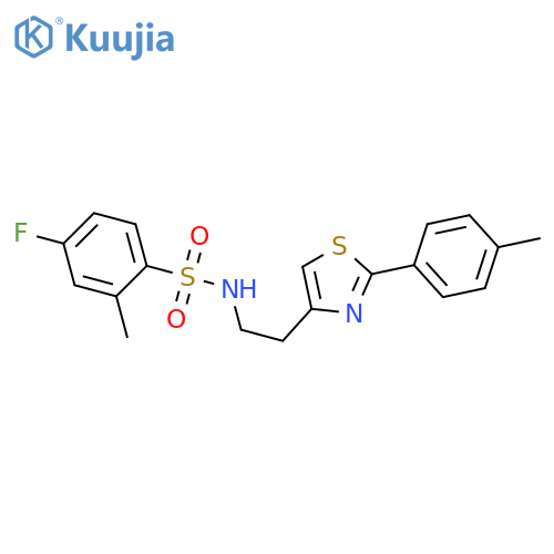 4-fluoro-2-methyl-N-{2-2-(4-methylphenyl)-1,3-thiazol-4-ylethyl}benzene-1-sulfonamide structure