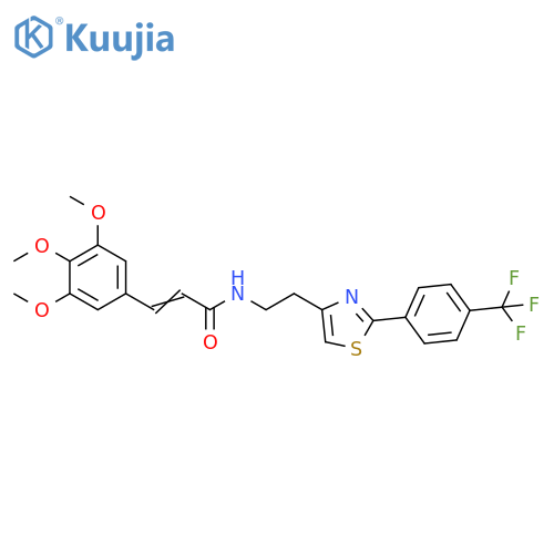(2E)-N-(2-{2-4-(trifluoromethyl)phenyl-1,3-thiazol-4-yl}ethyl)-3-(3,4,5-trimethoxyphenyl)prop-2-enamide structure