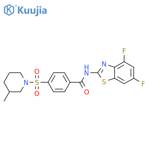 N-(4,6-difluoro-1,3-benzothiazol-2-yl)-4-(3-methylpiperidin-1-yl)sulfonylbenzamide structure