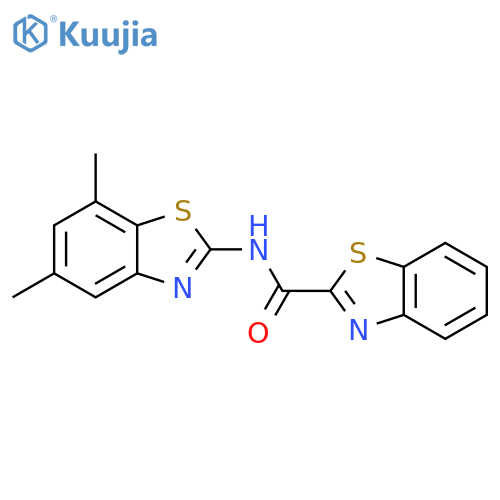 N-(5,7-dimethyl-1,3-benzothiazol-2-yl)-1,3-benzothiazole-2-carboxamide structure